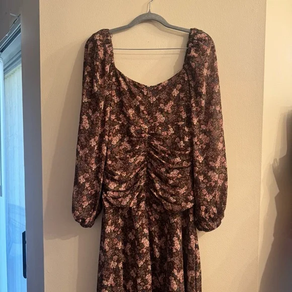ASTR Floral Midi Brown and Pink Wedding Guest Dress Size Small - Picture 7 of 9